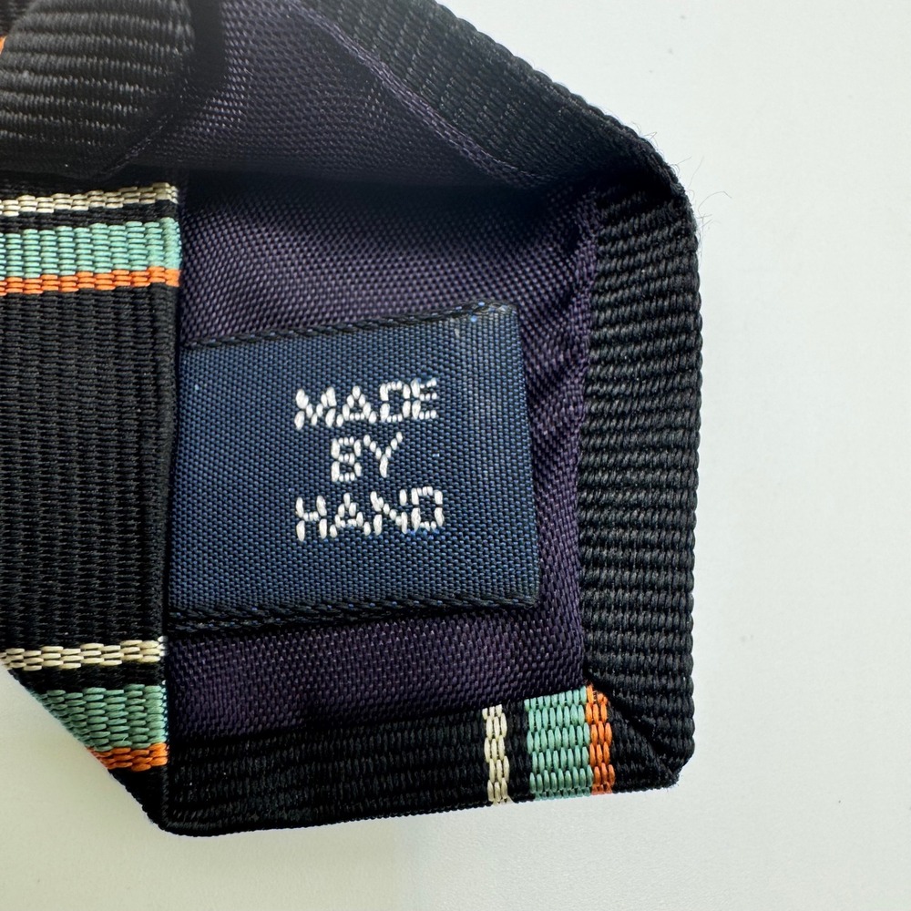 Polo Ralph Lauren Silk Tie Mens Navy Blue Orange Green Striped Regimental Luxury - Picture 6 of 8